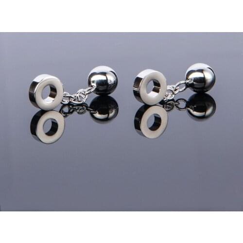 French Shirt Ball Cufflinks Silver Plated Chain Decoration Cuff Buttons Copper Material Jewelry For Business Wedding Gift
