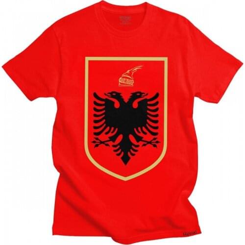 Funny Emblem Of Albania Eagle T Shirt Men Round Neck Short-Sleeve Albanian Patriotic Printed T-shirt Soft Cotton Regular Fit Tee