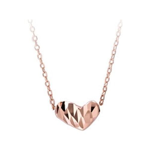 KOFSAC New Necklaces For Women Wedding Sweet Temperament Rose Gold Color Love Heart Necklace Jewelry Clavicle Chain Female Gift