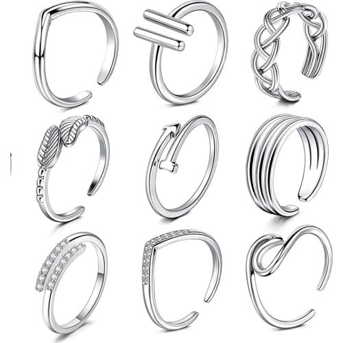 Ring open band toe ring star moon leaf wing band open tail ring set summer beach toe finger ring comfortable women men