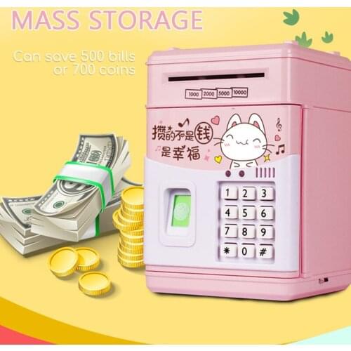Fingerprint ATM Piggy Bank Cartoon Animal Passbook Deposit Machine Creative Piggy Bank Cash Coins Saving Box Automatic ATM Bank