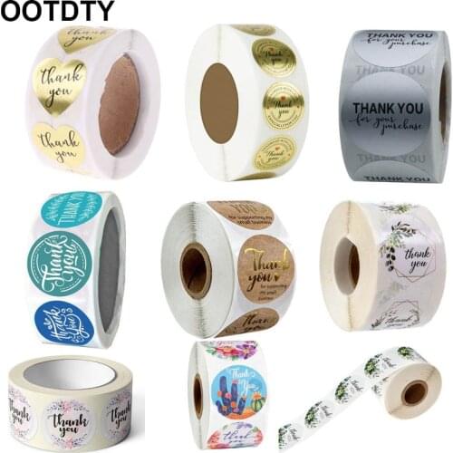 500pcs/roll Thank You for Supporting My Small Business Kraft Stickers with Gold Foil Round Labels Handmade