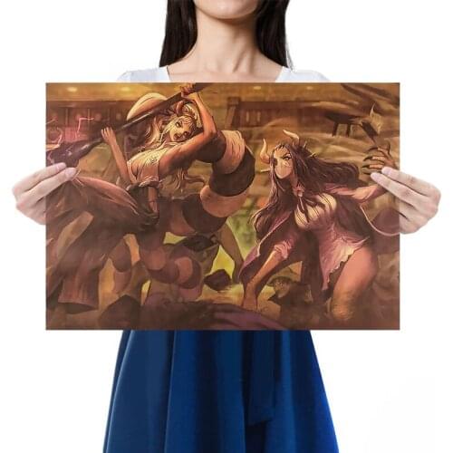 Luffy Anime Character Yamato Kraft Paper Retro Poster Printed Matter Furniture Bar Decoration Painting Wall Sticker