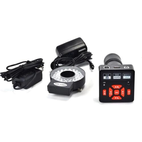 16MP Full HD 1080P 60FPS HDMI usb digital Industry C-mount Microscope Camera TF Card Video Recorder+100X Lens+144 LED