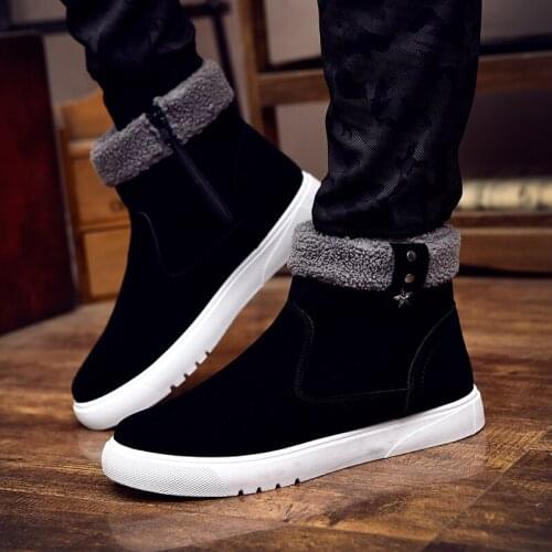 Men Snow Boots Mens Winter Warm And Velvet Mens Shoes Trendy Short Mens Cotton Ankle Boots