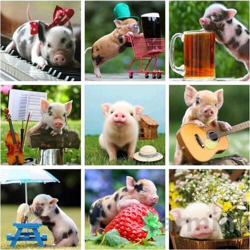 Animals Pet Pig Full Round&Square Drill Home Decoration Gift DIY 5D Diamond Painting Cross Stitch Kit Embroidery Mosaic Picture