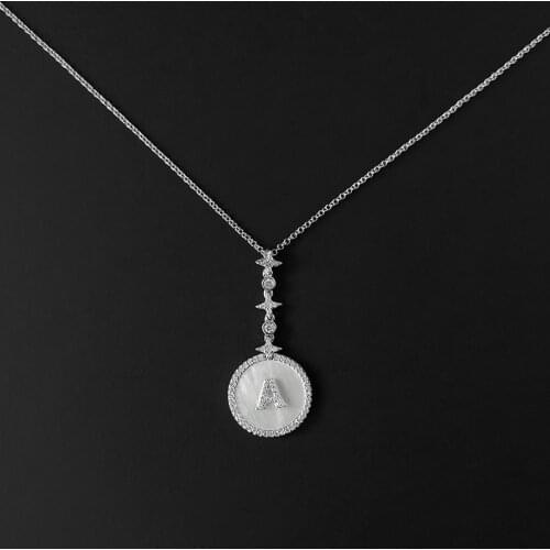S925 Sterling Silver White Mother-of-pearl Necklace 26 English Letters Meteor Clavicle Chain Fashion New Luxury Monaco Jewelry
