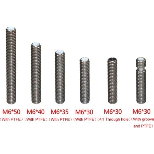 Threaded For MK8 MK9 1.75mm Filament 3D Printers Parts Tube Full Metal Part 4.1 Stainless Steel Hotend Throat Long M6 30mm 40mm