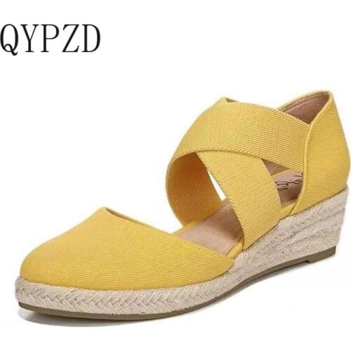 Summer Comfy Slip On Women Sandals Elastic Textile Splicing Sandals Casual Beach Shoes For Woman Classics Non-slip Light weight