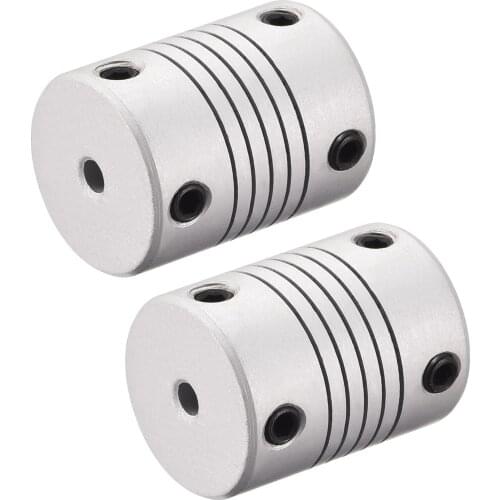 Uxcell 3mm to 5mm Aluminum Alloy Shaft Coupling Flexible Coupler Motor Connector Joint L25xD19 Silver,2pcs