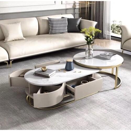 Chinafurniture light luxury rock board coffee table TV cabinet combination modern small apartment living room creative furniture