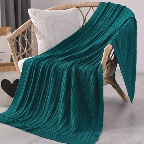 Dark green sofa blanket cover blanket Nordic style knitting wool bed end blanket decorative napkin casual blanket