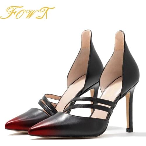 Black Pumps High Thin Heels Women Pointed Toe Slip On Large Size 12 16 Ladies Fashion Mature Office Autumn Shoes FOWT