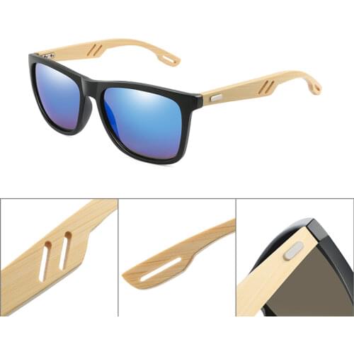 Brand Design Bamboo Wood Sunglasses Women Men Vintage Square Sun Glasses Fashion Coating Mirror Sunglass UV400 Oculos de sol