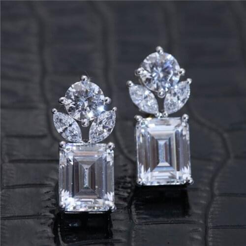 Huitan 2021 Trend Women Earrings Silver Color Ear Piercing Accessories with Dazzling Cz Stone Fashion Versatile Girls Jewelry