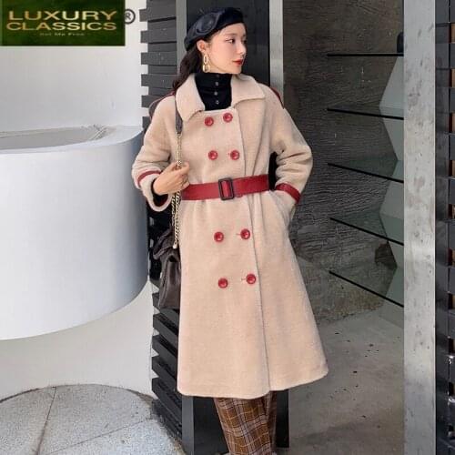 Women 100% Wool Jacket Winter Real Fur Coat Female Clothes 2021 Korean Long Sheep Shearing Jacket Vintage Fur Tops LW2121