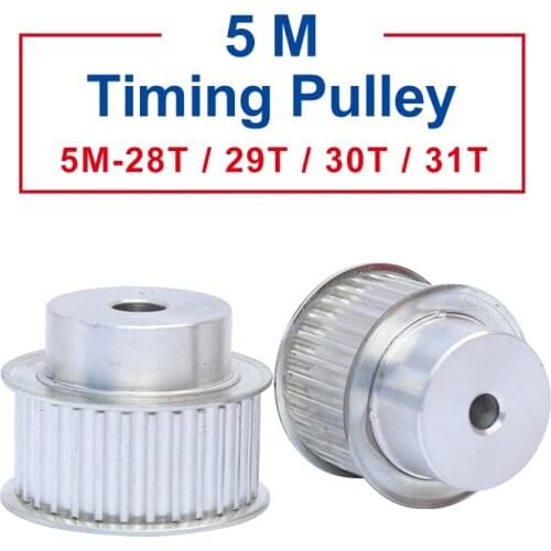 1 piece Pulley 5M-28T/29T/30T/31T Width 21/27mm pulley wheel rough hole 8 mm Aluminum Material For Width 20/25 mm Timing Belt