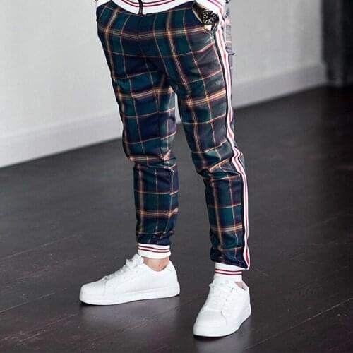 2021 Plaid 3d Printed Mens high Street Trousers Jogging Pants Mens Fitness joggers Striped Stitching Slim Training Sweatpants