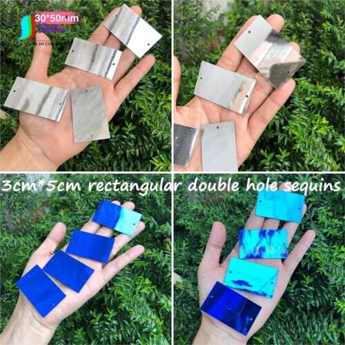 3cm*5cm Small Rectangular Blue Silver Red Black Green Transparent 2 Hole Sequins Wedding Stage Costume Decoration Sequins A0300F