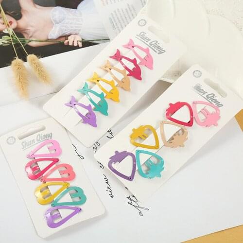 6pcs/set Cartoon Hairpin Girls Animal Fruit Painted Multicolor Barrettes BB Clip Barrettes Cute Baby Kids Hair Clip