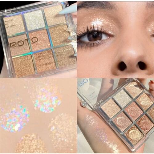 9 colors Glitter Bomb Matte Eyeshadow Pallete Long lasting Glitter Eye Pigments Shimmer and Shine Eyeshadow Makeup Palette