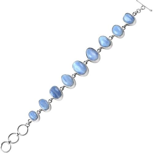 925 Sterling Silver Chalcedony Stone Bracelet