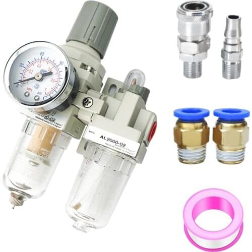 AC2010-02 Pneumatic Pressure Regulator Oil Water Separator Manual Drainage Supply Air Pump Compressor Filter Moisture