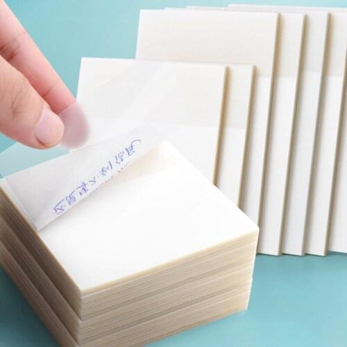 3 * 3 inch 50 sheets Transparent Sticky Notebook Waterproof PET Memo Pad for Student Office Stationery Simple Tear Memo Pads