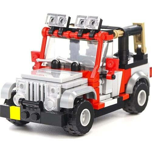 Buildmoc Jurassic Explorer Jeeped Blocks World Forest Park Vehicle Bricks Educational Toy Cars Model Kit Blocks Kids