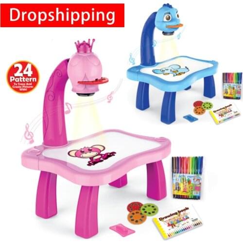 Children Led Projector Art Drawing Table Toys Kids Painting Projection Board Desk Educational Learning Paint Tools Toy for Girl