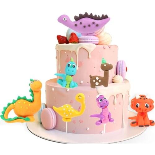 Dinosaur Cake Decoration Kids Birthday Party Decor Dino Cake Topper For Baby Shower Supplies Cute Dinosaur Kids Toys Gifts