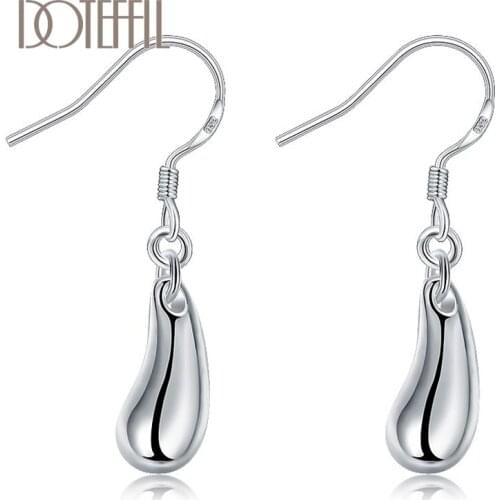 DOTEFFIL 925 Silver Earring Fashion Jewelry Teardrop/Water drop/Raindrop Dangle Earrings For Women Valentine Gifts