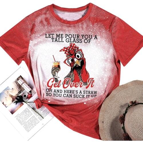 Funny Chicken Bleached Letter Printed Tshirt Fashion Crew-neck Casual Short-sleeved T-shirt Camisetas Verano Mujer 2021 #G3