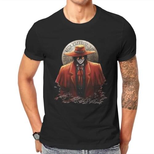 Hellsing Manga Abraham Van Helsing Anime Fabric TShirt Alucard Basic T Shirt Homme Men Tee Shirt Printing Big Sale
