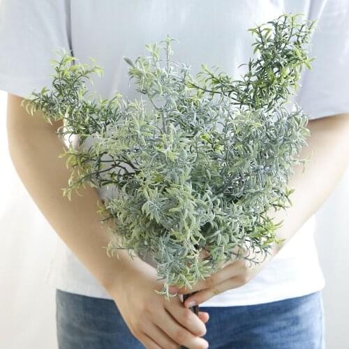 Artificial plastic grass fake rosemary branch green pine needle plant Christmas home wedding table floral decoration