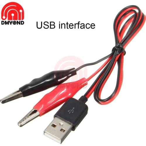 Alligator Test Clips 60cm Cable USB Male Connector Power Supply Adapter Wire Roach Clip Test Jumper Wire Clamp Clamps