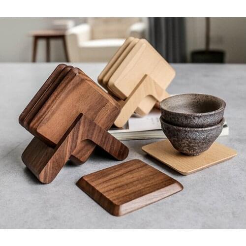Square black walnut solid wood teacum mat mat cup pad tea car coasters coaster table mat table decoration accessories placemats