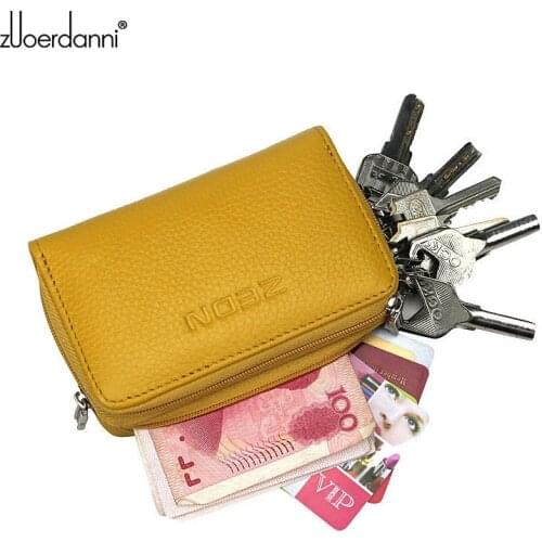 Fashion Genuine Leather Smart Key Women Holder Case Ring Women Bag Small Purse Keychain Wallet A34