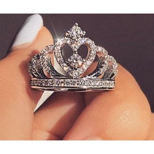 MOONROCY Crystal Wedding CZ Rings Cubic Zirconia Silver Color Champagne for Women Girls Gift Jewelry Wholesale Dropshipping