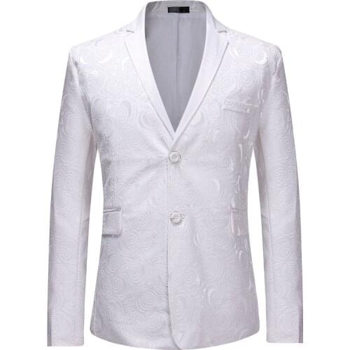 Mens Slim Fit White Suit Jacket New Single Breasted Notched Lapel Suit Blazer Men Party Wedding Business Casual Costume Homme
