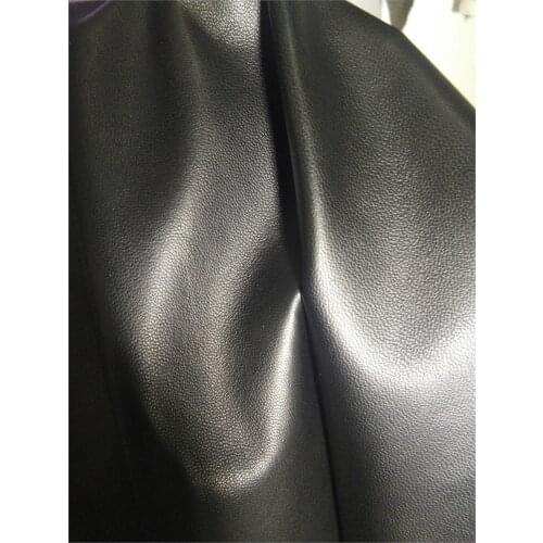 Black Uncoated goat real grain leather,A grade genuine leather soft sheep skin ultra-thin clothes with high-grade fabrics