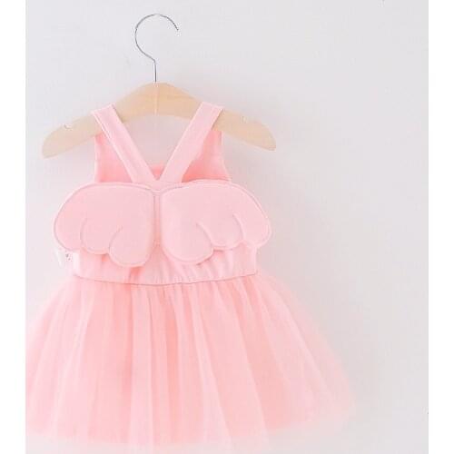 New Baby Dress Girl Cotton Girl Sleeveless 3D Wing Summer Cute Cool Solid Pretty Pattern Princess Party Dresses Clothes 0-24M