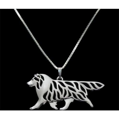 Wholesale Unique Handmade Boho Chic Shetland Sheepdog movement Necklace Pet Lovers Gift Jewelry Pendant --12pcs/Lot