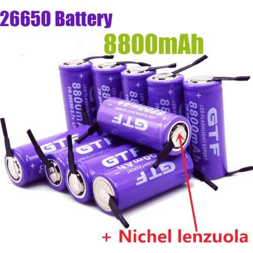 Original 3.7V 26650 8800mah Ad Alta 26650-80A Li-Ion Batteria Ricaricabile per Torcia Elettrica del led + FAI DA TE nichel