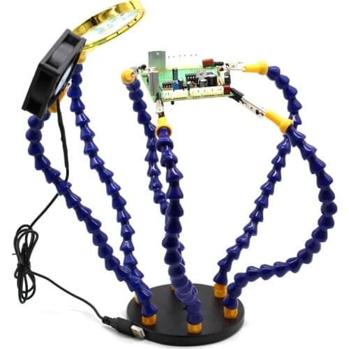 Helping Hands Third Hand Soldering Tool 6 Flexible Arms Six Arm Magnifier For PCB Board Soldering Assembly Repair Station