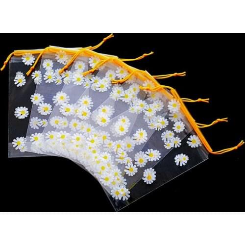 50Pcs Flower Drawstring Bag Transparent Shoes Dustproof Bag Travel Clothes Organizer Socks Towel Storage Bag Toiletries Package