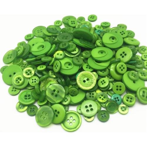 100g/pack Green Mixed Resin Assorted Buttons Arts Crafts For Scrapbooking Sewing DIY Crafts 9-20mm Button