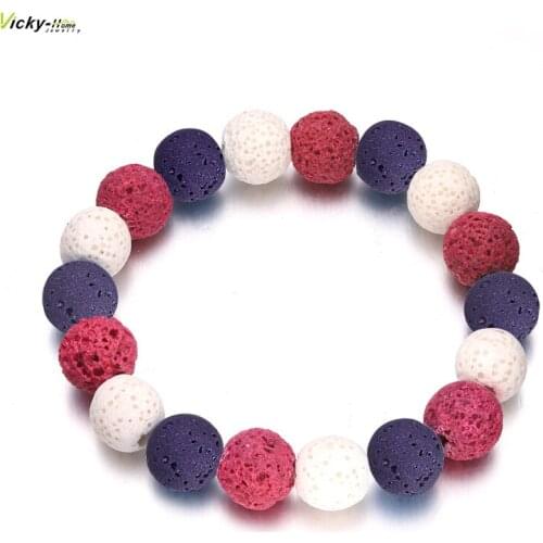 Essential Oil Adjustable Clay Bracelet 10mm Lava Diffuser Bracelet Men Women Bangle Colorful Handmade