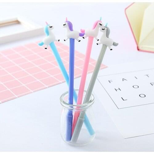 Wholesale 60pcs kawaii gel ink pen cute animal horse pens for school office supplies cute kids pen korean stationary stylo bulk