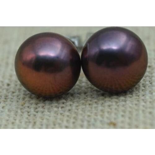 Real Pearl Earrings Brown Color Freshwater Pearl Earring S925 Sterling Silvers Stud Earrings Perfect Ladys Gift Pearl Jewellery